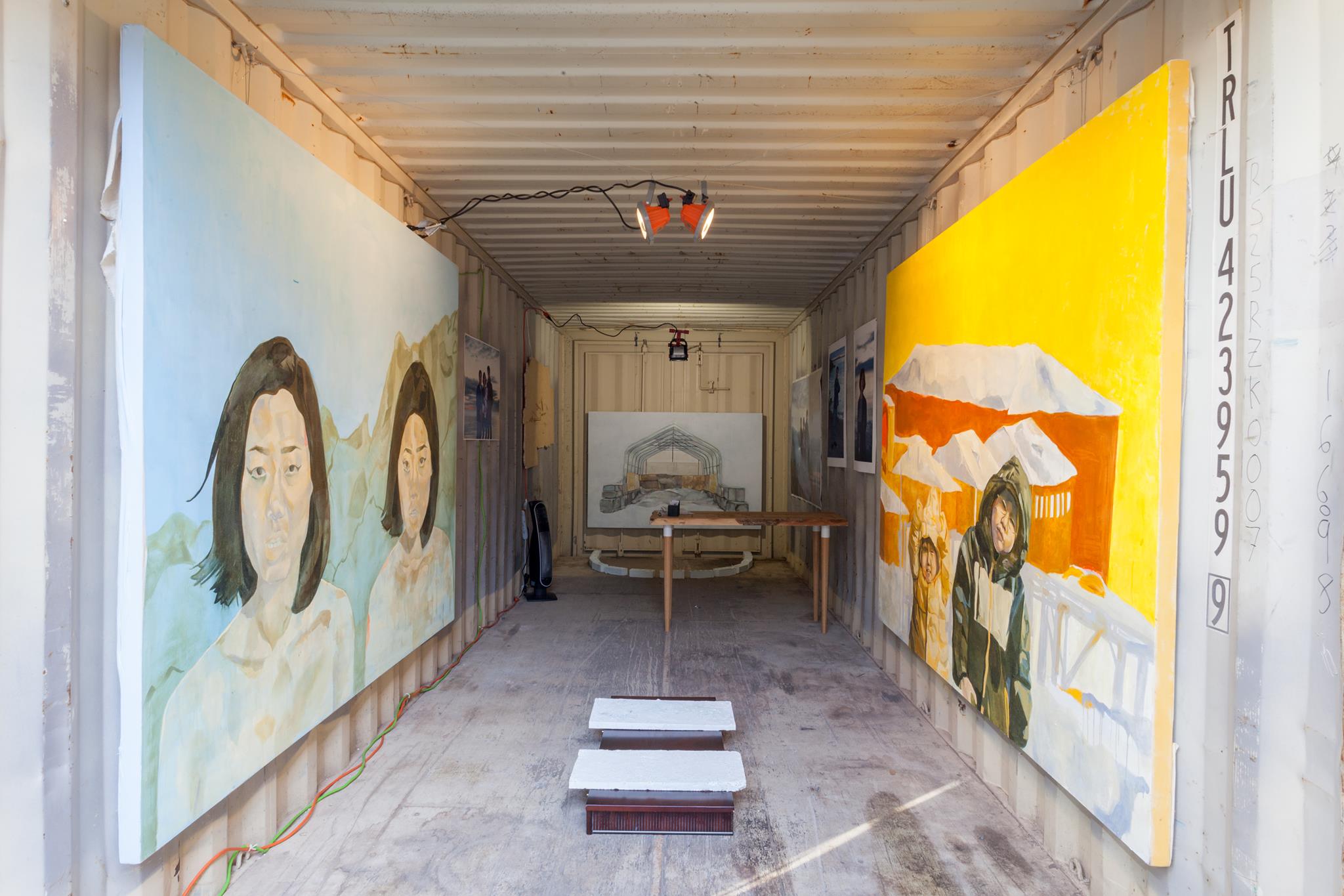 Installation view of Everyday is a Lifetime, a solo show inside a shipping container, 2017.