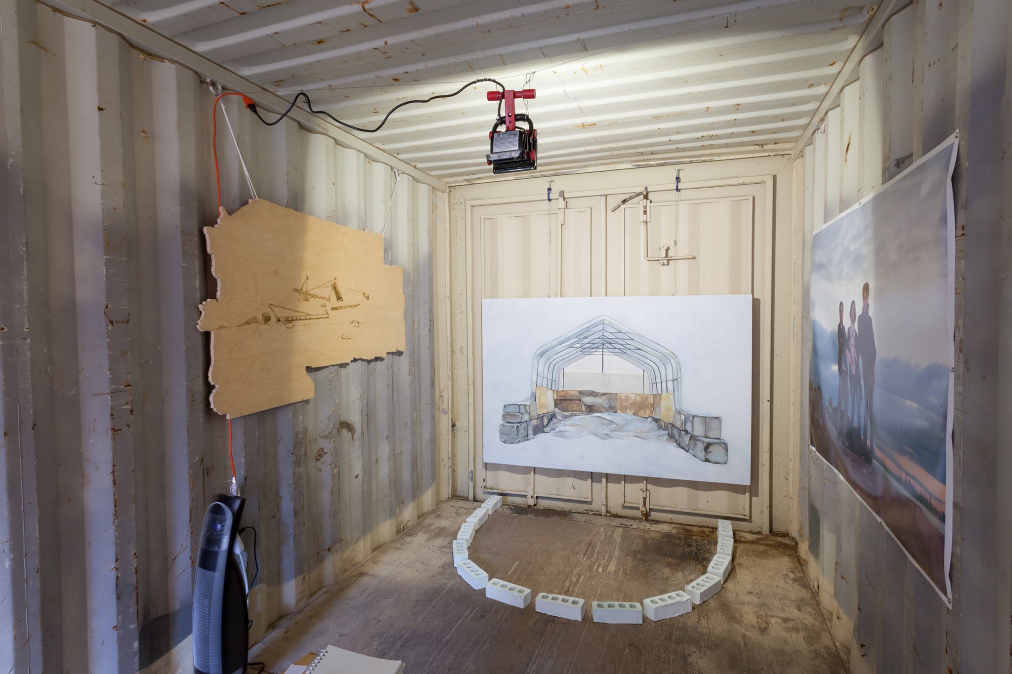 Installation view of Everyday is a Lifetime, a solo show inside a shipping container, 2017.